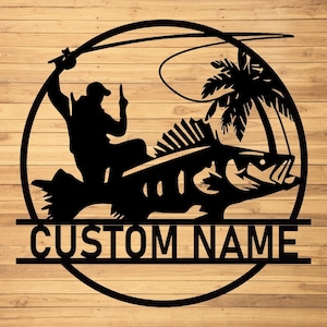 Custom Fishing Metal Wall Sign,Fishing Metal Wall Decor,Fishing Wall Art,Fishing Father&#39;s Day Gift,Retirement Gift for Fisherman,Fishing Art
