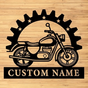 Custom Motorcycle Metal Wall Sign-Personalized Motorcycle Metal Wall Art-Motorcycle Metal Wall Decor-Motorcycle Name Sign-Garage Metal Decor