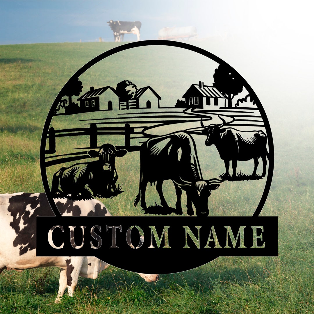 Handmade Custom Cow Farm Metal LED Wall Signpersonalized Cow Farm Metal Wall Artcow Metal Wall