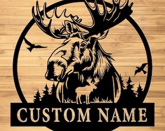 Custom Moose Metal Wall Sign-Personalized Moose Metal Wall Art-Moose Metal Wall Decor-Moose Name Signs-Moose Led Decor-Moose Lover Gifts
