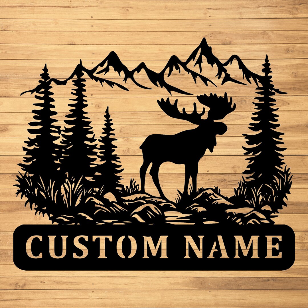 Custom Moose Metal Wall Sign-personalized Moose Metal Wall Art-moose ...
