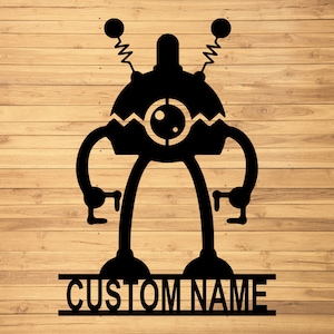 Custom Robot Metal Wall Signs-Personalized Robot Metal Wall Art-Robot Metal Wall Decor-Robot Name Signs-Robot Lover Gifts-Kid Room Decor