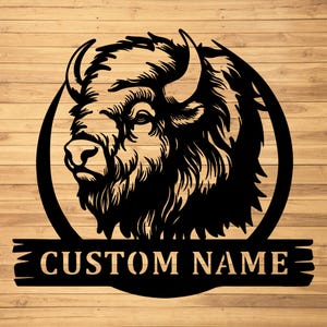 Custom Bison Metal Wall Signs-Personalized Bison Metal Wall Art-Bison Metal Wall Decor-Bison Lover Gifts-Bison Name Signs-Housewarming Gifts