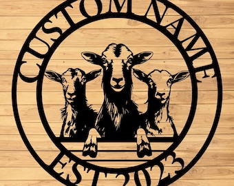 Custom Goat Metal Wall Signs-Personalized Goat Metal Wall Art-Goat Metal Wall Decor-Goat Farmhouse Decor-Goat Lover's Gifts-Farm Name Signs