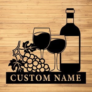 Custom Wine Metal Wall Signs-Personalized Wine Metal Wall Art-Personalized Wine Sign-Metal Wine name sign-Kitchen Wine sign-Wine Led Decor