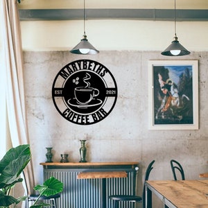 Custom Coffee Bar Metal Wall Sign-Personalized Coffee Bar Metal Wall Art-Coffee Metal Wall Decor-Kitchen Coffee Decor-Coffee Bar Name Sign