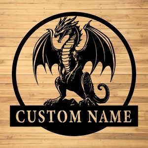 Custom Dragon Metal Wall Sign-Personalized Dragon Metal Wall Art-Dragon Metal Wall Decor-Dragon Metal LED Decor-Dragon Lover Gift-Home Decor