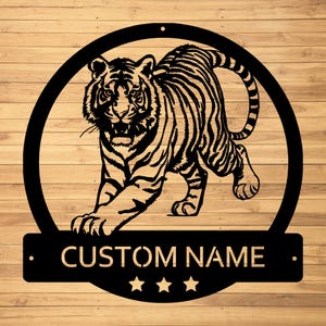 Custom Tiger Metal Wall Signs-Personalized Tiger Metal Wall Art-Personalized Tiger Sign-Metal Tiger name sign-Tiger Led Decor