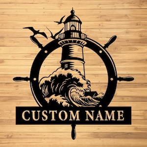 Custom Lighthouse Metal Wall Sign-Personalized Lighthouse Metal Art-Lighthouse Metal Wall Decor-Lighthouse Led Decor-Lighthouse Name Signs