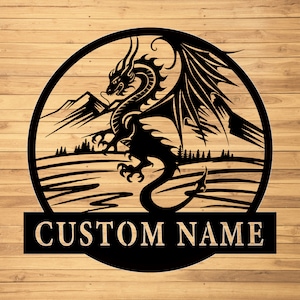 Custom Dragon Metal Wall Sign-Personalized Dragon Metal Wall Art-Dragon Metal Wall Decor-Dragon Name Signs-Dragon Lover&#39;s Gift-Dragon Decor