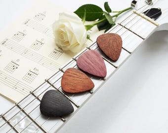 Engraved Bog Oak Guitar Pick, Handmade Exotic Wood Personalized Gift