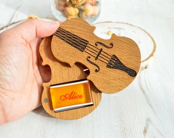 Violin Rosin Box, Personalized Gift for Violin Player, Custom Engraving Violin Teacher Gift, Anniversary Violinist Gift, Cello Rosin Holder