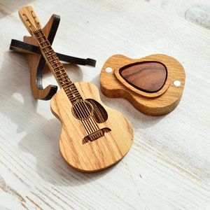 Guitar Pick Box for Personalized Guitar Gift for Him, for Guitar Player Wooden Guitar Pick Holder, Custom Pick Case for Fathers Day Gift