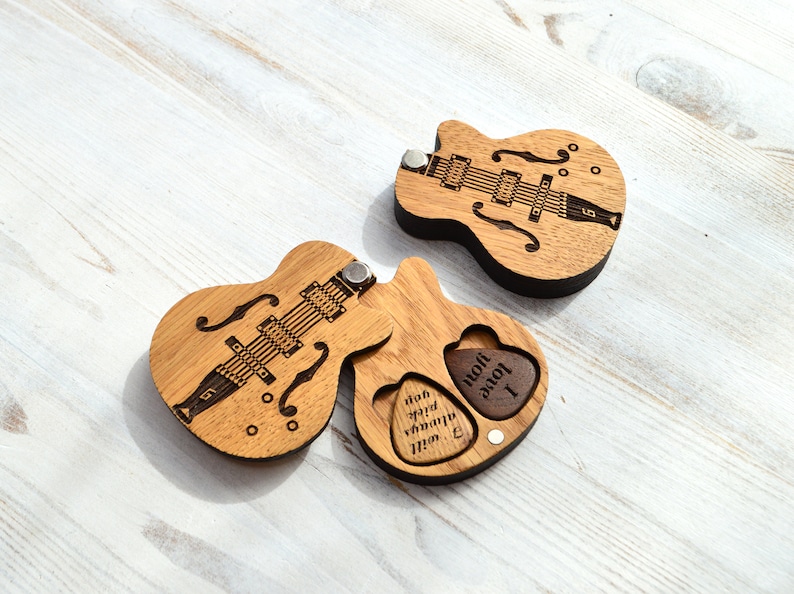 Guitar Pick Holder With Wooden Picks for Personalized Gift for Etsy
