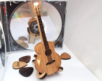 Boîte à guitare avec médiator gravé, support de médiator personnalisé, cadeau guitariste pour lui, cadeau musicien