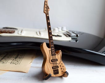 Support de médiator personnalisé pour guitare basse, boîte de médiator gravée en bois, cadeau pour papa bassiste