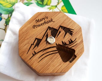 Personalized Weekly Pill Box, Oak Wood Travel Pill Case, 7 Day Organizer Gift