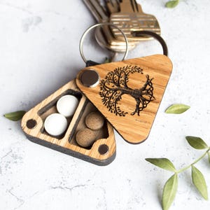 Keychain Pill Holder Pocket Case, Daily Pill Box, Travel Pill Organizer, Personalized Pill Keychain, Medicine Storage, Custom Engraved Gift