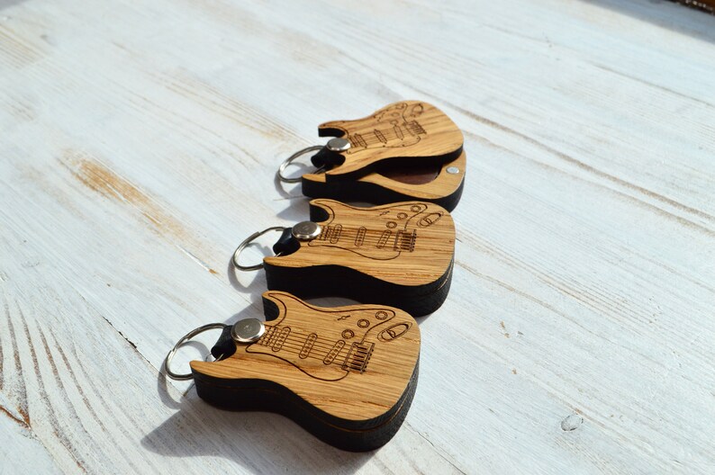 Keychain Guitar Pick Holder Personalized Keychain Electric Etsy