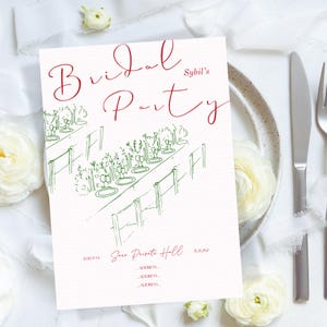 Minimalistische bruidsfeestuitnodiging elegante dinerfeestsjabloon groen bruiloft bewerkbare moderne bruiloft evenement uitnodigen tuin bruidsuitnodiging