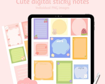 Cute digital sticky note stickers | Digital planner sticky notes | Kawaii stickers for Goodnotes