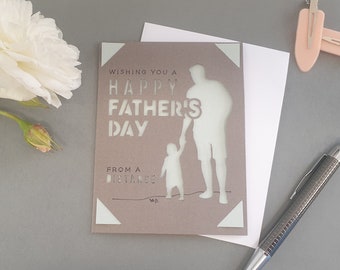 Fathers day card grey and blue with picture 10cm x 13cm