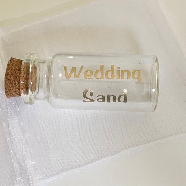 Memory Sand bottle. Honeymoon/holiday/anniversary keepsake mini glass bottle with cork lid