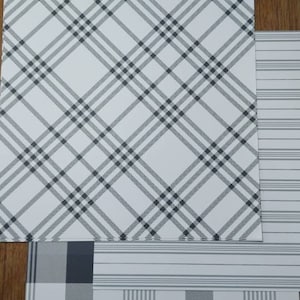 6pc assorted neutral plaid cardstock, 12 x 12, 2 x 3 assorted images