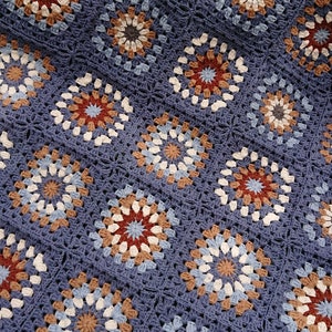 Granny Square Knitted Blanket, Crochet Blanket, Sofa Blanket, Living Room Throws, Handmade Blanket, Multicolor Granny Square Boho Blanket