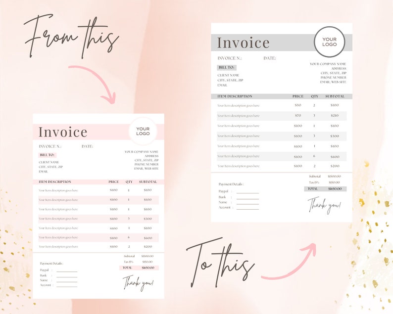 Invoice Template Editable, Printable Invoice Template, Small Business ...