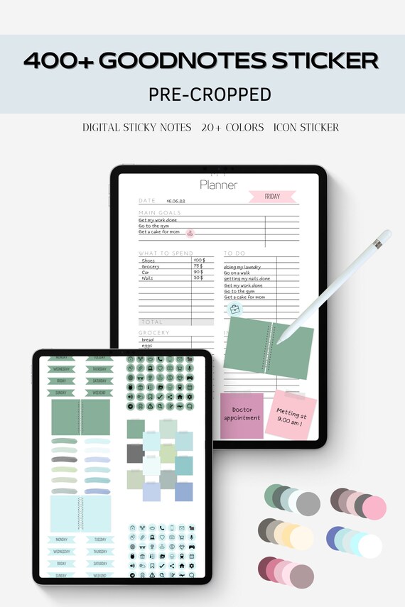 400 Basic Goodnotes Stickers Digital Stickers Pre Cropped Etsy