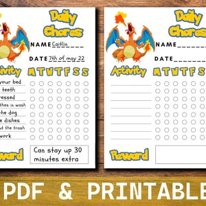 Pokemon Printable Chore Chart - Fun Kids' Chores Tracker - Instill ...