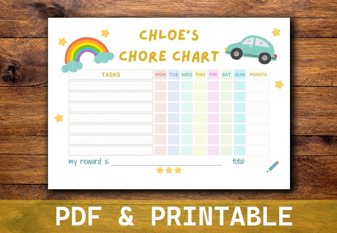 Colorful Printable Chore Chart - Fun Kids' Chores Tracker - Instill ...