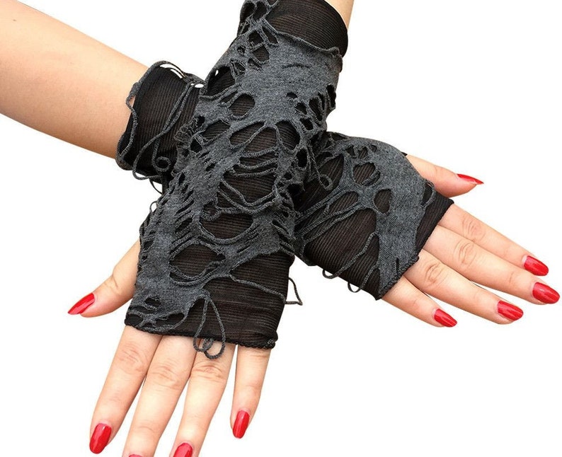 Stylish Hand Warmer mitts Arm warmer Gloves Women Arm Crochet Gothic punk Mitten Warm Fingerless Gloves image 4