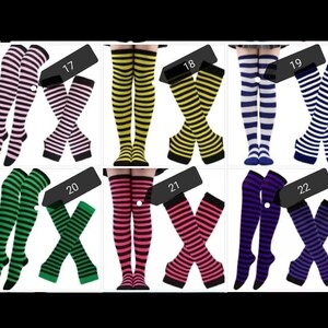 1 Set Women Girls Over Knee Long Stripe Printed Thigh High Cotton Socks and Arm Sleeve Gloves Plus Size Overknee Socks Arm warmers image 10