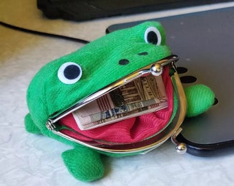 Frog Wallet Coin Purse Manga Flannel Wallet Cute Purse Coin Holder Anime Cartoon Wallet