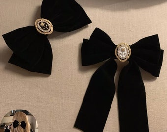 Black Velvet hair Bow Hair Pins ponytail Barrette Elegant Fabric Hair Clips for Women Fashion