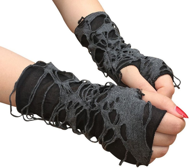 Stylish Hand Warmer mitts Arm warmer Gloves Women Arm Crochet Gothic punk Mitten Warm Fingerless Gloves image 2