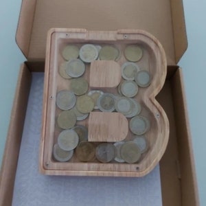 26 English Alphabet wooden handmade Piggy Bank Moneybox Coin Money Wooden Saving Box Home Decor Crafts For Kids image 5