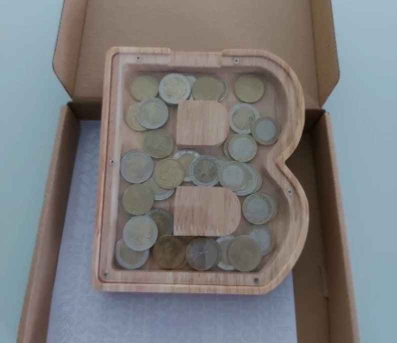 26 English Alphabet wooden handmade Piggy Bank Moneybox Coin Money Wooden Saving Box Home Decor Crafts For Kids image 5