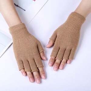 Women Gloves, Stylish Hand Warmer Winter Gloves, Women Arm Crochet, Knitting Half finger Mitten Warm Fingerless Gloves mitts image 9