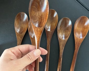 Juego de cucharas de madera Nanmu de 6 uds., utensilios de cuchara de estilo japonés para vajilla de cocina, juego de cubiertos, vajilla de cocina para Festival para regalo