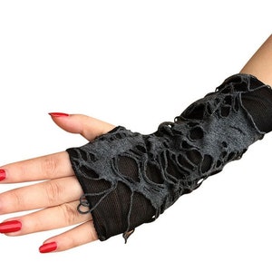 Stylish Hand Warmer mitts Arm warmer Gloves Women Arm Crochet Gothic punk Mitten Warm Fingerless Gloves image 3