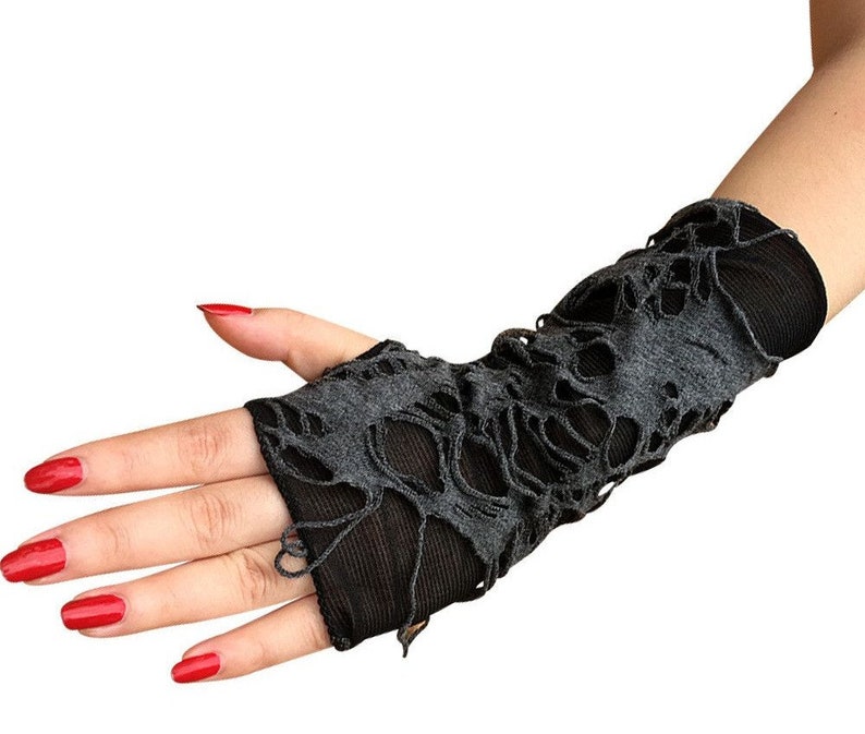 Stylish Hand Warmer mitts Arm warmer Gloves Women Arm Crochet Gothic punk Mitten Warm Fingerless Gloves image 3