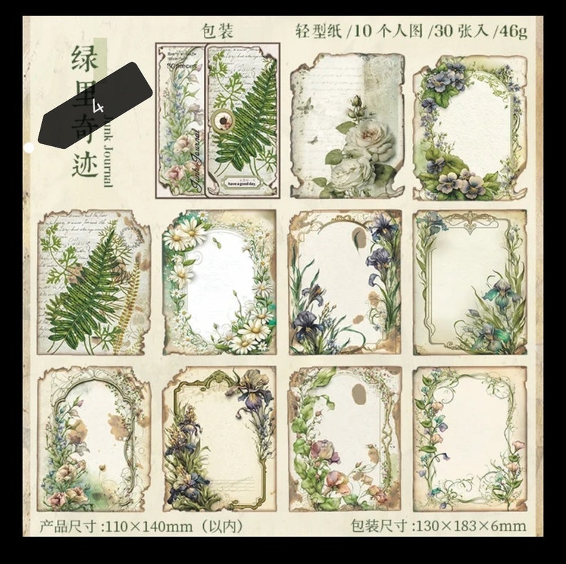 30 pz/pacco materiali cartacei vintage Lost Garden Series fai da te Scrapbooking per Deco Junk Journal Planner Collage Photo Album immagine 8