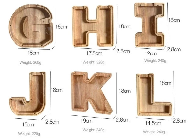 26 English Alphabet wooden handmade Piggy Bank Moneybox Coin Money Wooden Saving Box Home Decor Crafts For Kids image 7