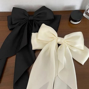 Women Large Bow Hairpin Summer Chiffon Big Bowknot Stain Bow Barrettes Women Solid Color Ponytail Clip Hair Accessories