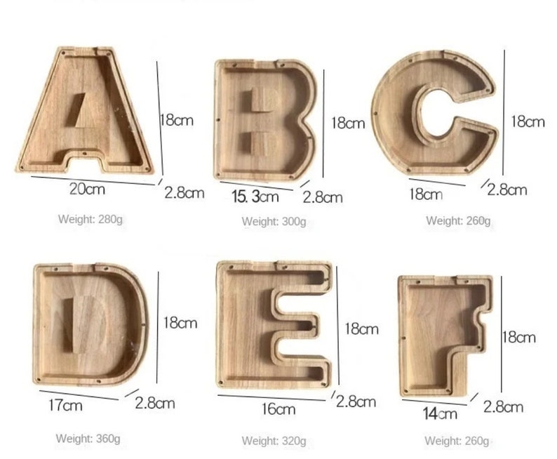 26 English Alphabet wooden handmade Piggy Bank Moneybox Coin Money Wooden Saving Box Home Decor Crafts For Kids image 6