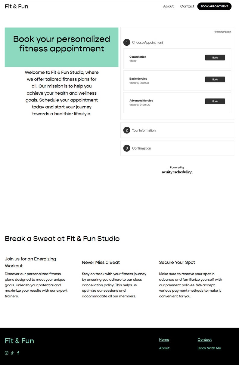 Personal Trainer Website Template Squarespace 7.1 Template Fitness