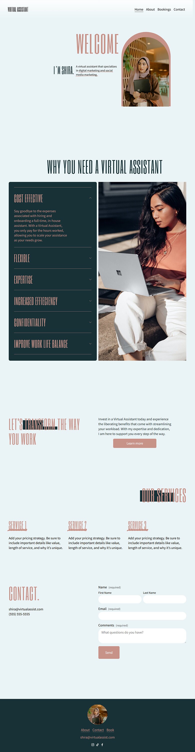 Virtual Assistant Website Template | Squarespace 7.1 Template | Simple ...